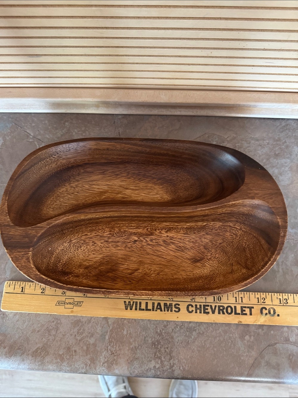 Southern Living Dark Brown Dual-Compartment Wooden Serving Bowl